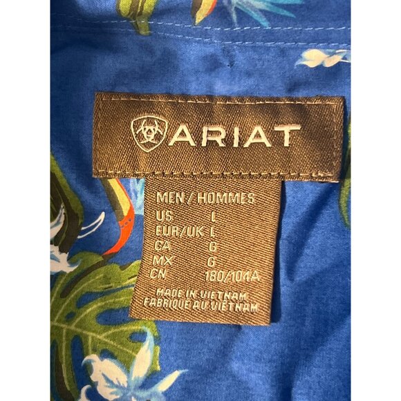 Ariat Logan Classic Long Sleeve Tropical Skull Button Shirt Longhorns Sz L NWT - Picture 5 of 5